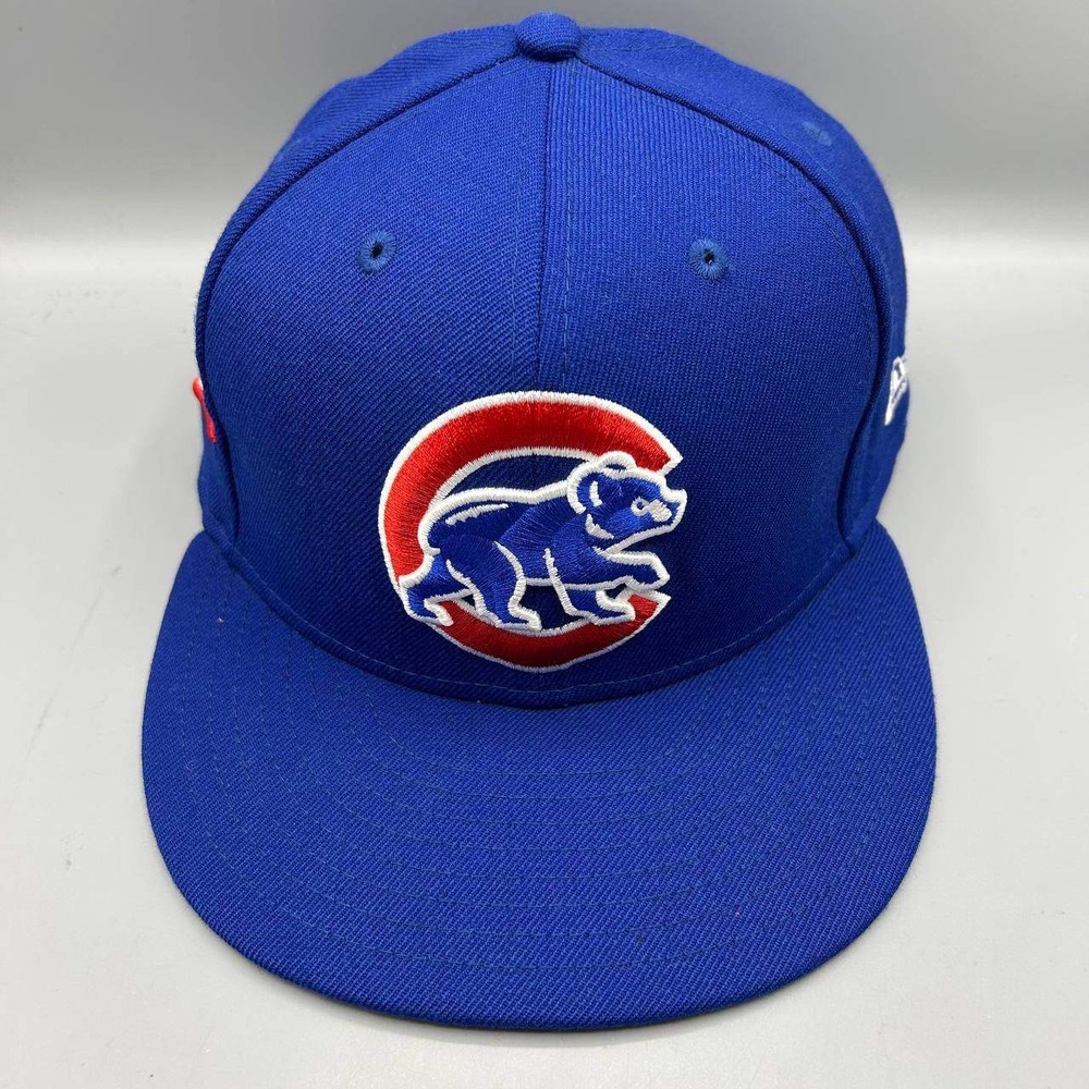 Chicago Cubs MLB Hat Men 7 1/2 Blue Embroidered 59Fifty New Era Fitted Cap Wool